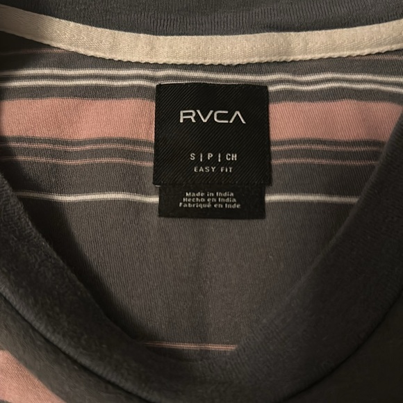 Men’s RVCA Size Small Grey and Pink Striped T-Shirt - Picture 3 of 3